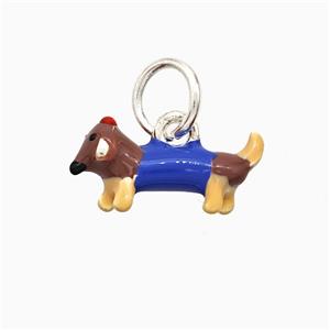 Copper Dog Pendant Multicolor Enamel Platinum Plated, approx 8-16mm