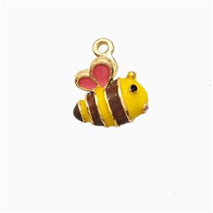 Copper Honeybee Pendant Multicolor Enamel Gold Plated, approx 11mm