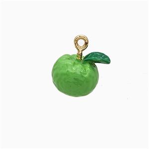 Copper Lemon Pendant Green Enamel Gold Plated, approx 11mm
