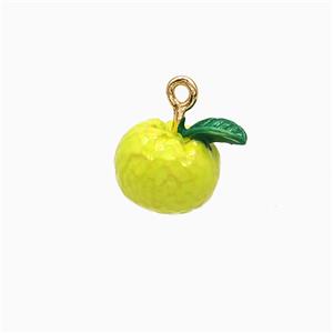 Copper Lemon Pendant Olive Enamel Gold Plated, approx 11mm