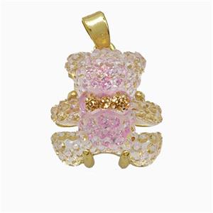 Acrylic Bear Pendant Copper Gold Plated, approx 15mm