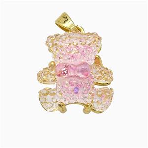Acrylic Bear Pendant Copper Gold Plated, approx 15mm