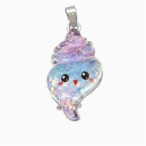 Conch Shell Charms Acrylic Pendant Copper Platinum Plated, approx 14-24mm