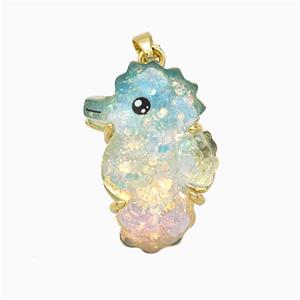 Acrylic Seahorse Pendant Copper Platinum Plated, approx 17-24mm