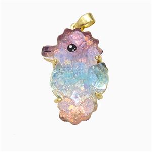 Acrylic Seahorse Pendant Copper Platinum Plated, approx 17-24mm