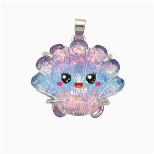 Scallop Shell Charms Acrylic Pendant Copper Platinum Plated, approx 18-22mm