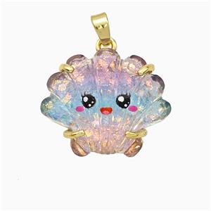 Scallop Shell Charms Acrylic Pendant Copper Platinum Plated, approx 18-22mm