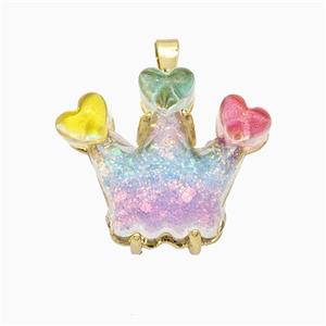Acrylic Crown Pendant Copper Gold Plated, approx 20-23mm