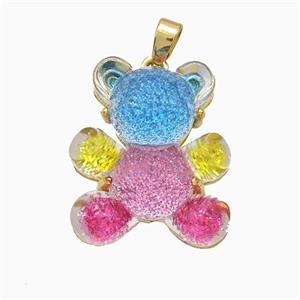 Acrylic Bear Pendant Copper Gold Plated, approx 18-22mm