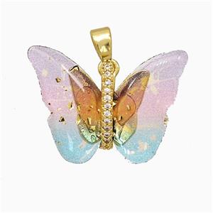 Acrylic Butterfly Pendant Copper Gold Plated, approx 17-23mm