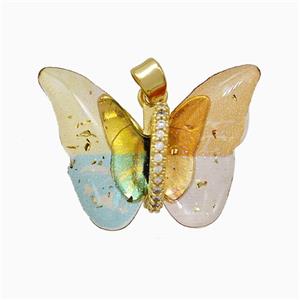 Acrylic Butterfly Pendant Copper Gold Plated, approx 17-23mm