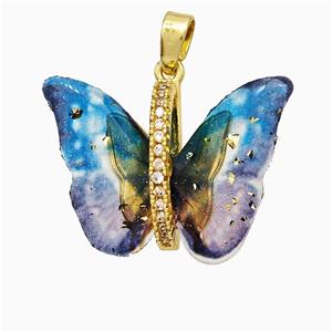 Acrylic Butterfly Pendant Copper Gold Plated, approx 17-23mm