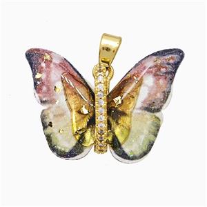 Acrylic Butterfly Pendant Copper Gold Plated, approx 17-23mm
