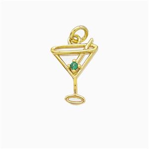 Ice Cream Bottle Drink Cup Charms Copper Pendant Pave Zirconia Gold Plated, approx 9-12mm