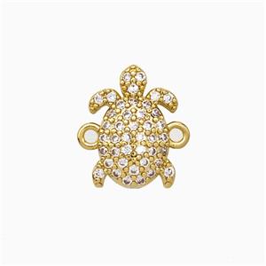 Copper Tortoise Connector Pave Zirconia Platinum Plated, approx 8-12mm