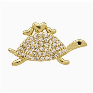 Copper SeaTortoise Pendant Pave Zirconia Gold Plated, approx 12-21mm