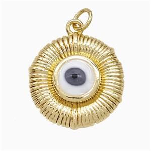 Copper Evil Eye Pendant Enamel Circle Gold Plated, approx 19mm