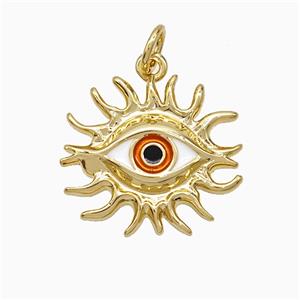 Copper Evil Eye Pendant Enamel Gold Plated, approx 16-18mm