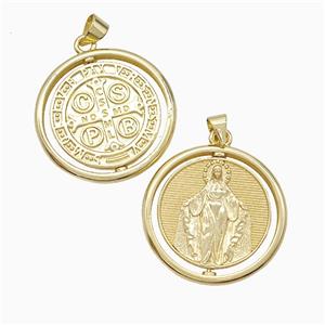Virgin Mary Charms Copper Pendant CSPB Gold Plated, approx 25mm