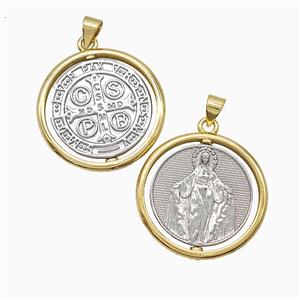 Virgin Mary Charms Copper Pendant CSPB Gold Platinum Plated, approx 25mm