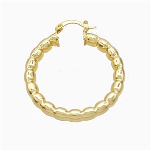 Copper Leaveback Earrings Gold Plated, approx 35mm dia