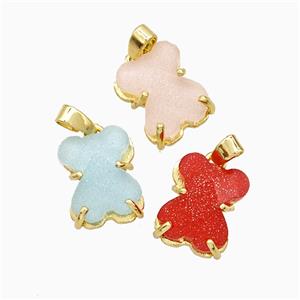 Resin Bear Pendant Copper Gold Plated Mixed, approx 10-13mm