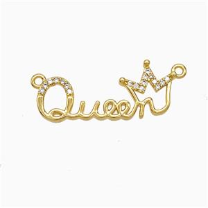 Copper Queen Crown Pendant Pave Zirconia 2loops Gold Plated, approx 8-25mm