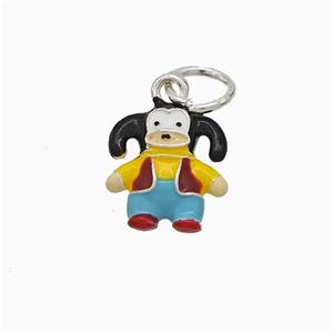 Cartoon OX Charms Copper Pendant Multicolor Enamel Platinum Plated, approx 12-13mm