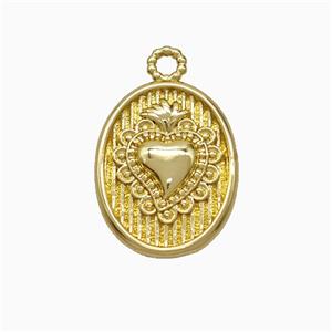 Copper Pendant Pave Zircon, Gold Plated, approx 13-16mm