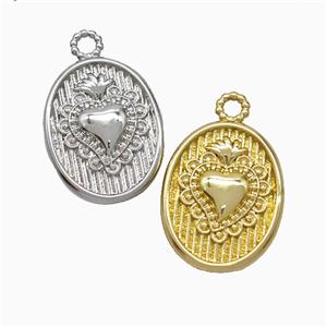 Copper Pendant Pave Zircon, Gold Plated, approx 13-16mm