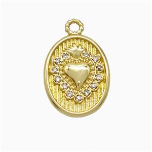 Copper Pendant Pave Zircon, Gold Plated, approx 13-16mm