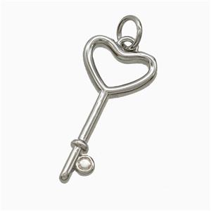 Copper Key Pendant Platinum Plated, approx 11-21mm