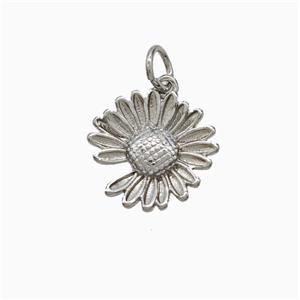 Copper Sunflower Pendant Platinum Plated, approx 13mm