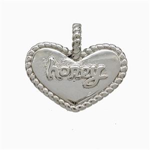 Copper Heart Pendant Honey Platinum Plated, approx 18-21mm