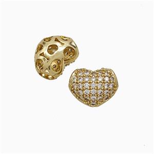Copper Pendant Pave Zircon, Gold Plated, approx 8-10mm