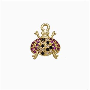 Copper Pendant Pave Zircon, Gold Plated, approx 10mm