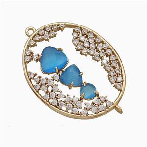 Copper Pendant Pave Zircon, Gold Plated, approx 27-33mm