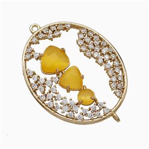 Copper Pendant Pave Zircon, Gold Plated, approx 27-33mm