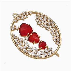 Copper Pendant Pave Zircon, Gold Plated, approx 27-33mm
