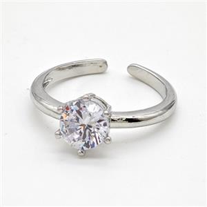 Copper Rings Pave Crystal Glass Platinum Plated, approx 7mm, 18mm dia