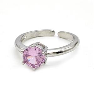 Copper Rings Pave Pink Crystal Glass Platinum Plated, approx 7mm, 18mm dia