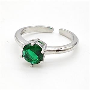 Copper Rings Pave Green Crystal Glass Platinum Plated, approx 7mm, 18mm dia