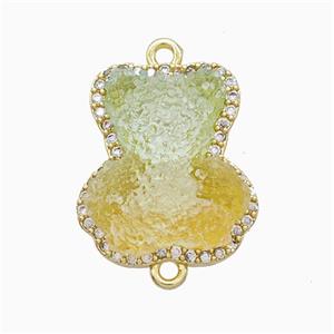 Resin Bear Copper Connector Pave Zirconia Gold Plated, approx 13-18mm