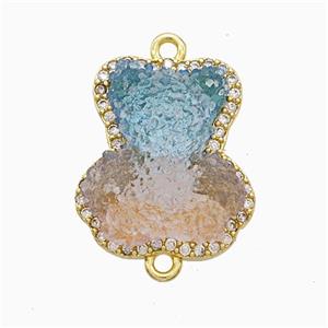 Resin Bear Copper Connector Pave Zirconia Gold Plated, approx 13-18mm