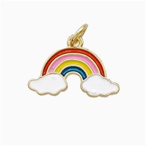 Copper Rainbow Pendant Multicolor Enamel Gold Plated, approx 9-17mm