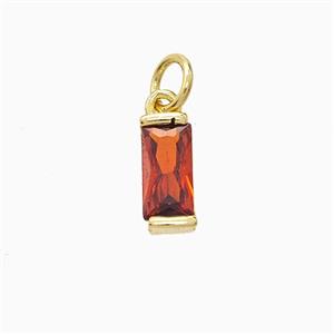 Red Cubic Zirconia Stick Pendant Copper Gold Plated, approx 4-10mm