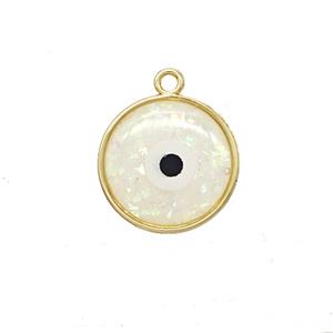 Copper Circle Pendant Pave Resin Gold Plated, approx 14.5mm