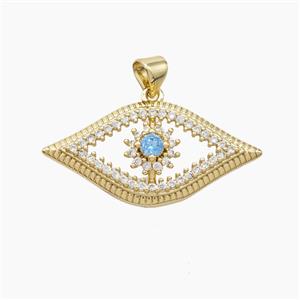 Copper Eye Pendant Pave Zirconia Gold Plated, approx 16-32mm