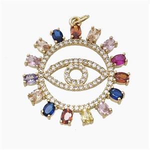 Copper Eye Pendant Pave Zirconia Gold Plated, approx 28mm