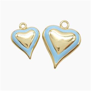 Copper Heart Pendant Blue Enamel Gold Plated, approx 20-22mm